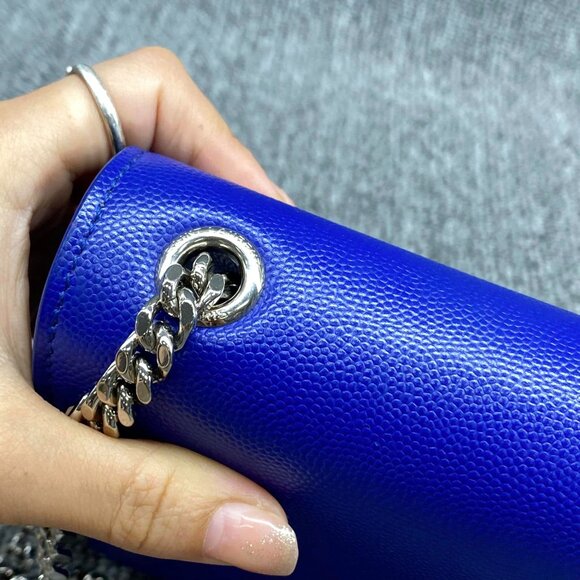 100% Authentic Saint Laurent Kate Blue Leather Shoulder Bag - Picture 3 of 14